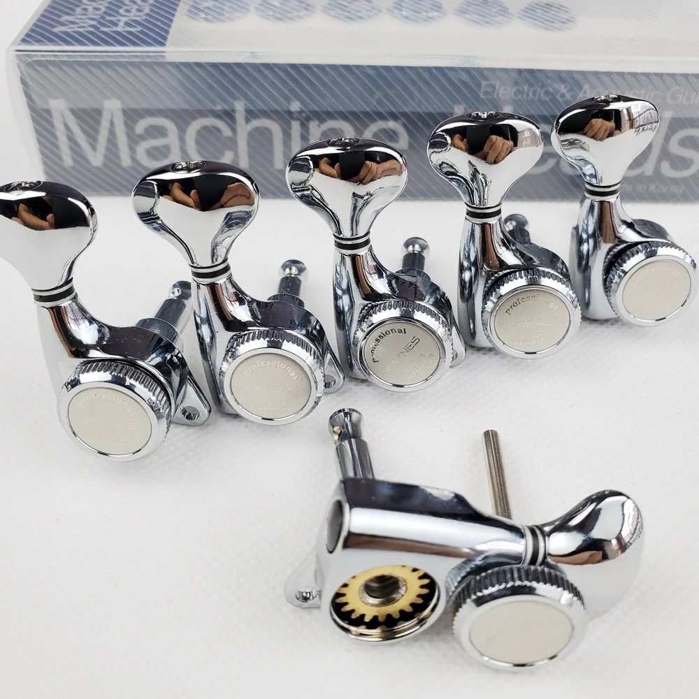 KAYNES Guitar Locking Tuners Electric Guitar Machine Heads Tuners Lock String Tuning Pegs for LP, SG, TL,ST Style Chrome Silver