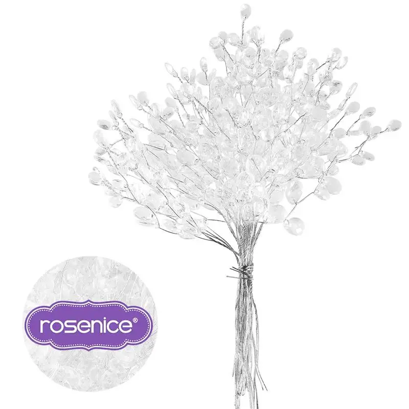 Rosenice 50 Stems Artificial Bouquet Flower Drops Bride Hair Decor For Wedding DIY Craft Flower Branch Branch Pearl