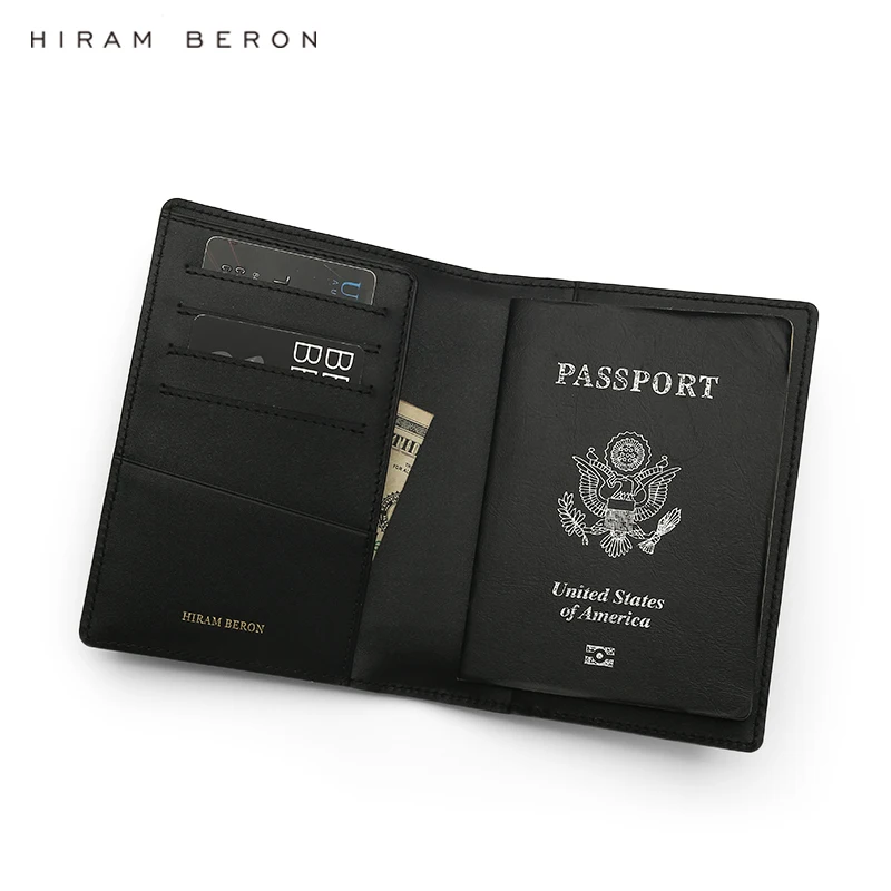 Hiram Beron Personalized Passport Cover Luxury Anti RFID Leather Embossed Crocodile Pattern Luxury Wallet Dropship