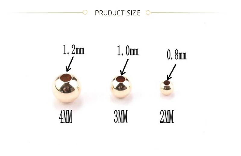 100 stücke 14 Karat Gold gefüllt Spacer Perlen 2mm 3mm 4mm runde lose Perle für Armbänder Halskette DIY Schmuck Herstellung Zubehör Großhandel – Detail 6