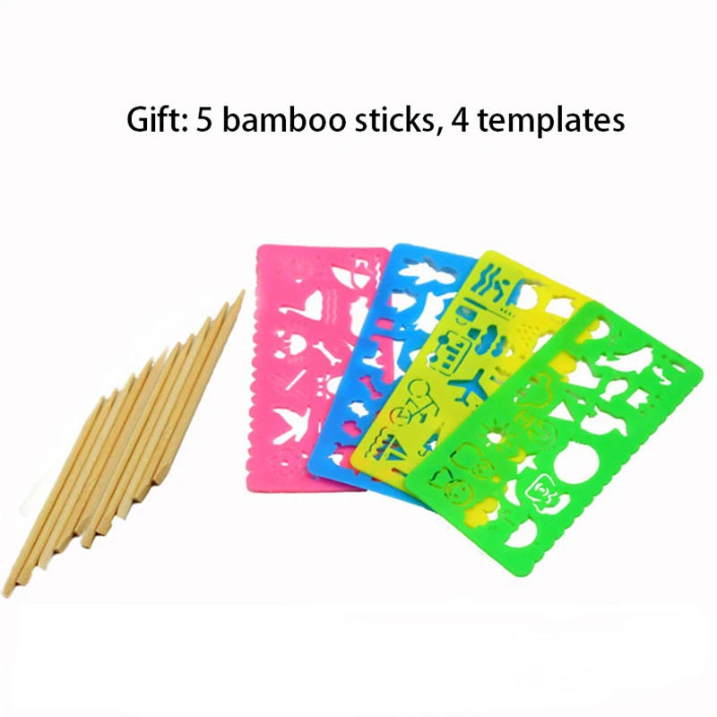 50PCS New Magic Color Rainbow Scratch Art Paper Card Set with Graffiti Stencil for Drawing Stick DIY Art Painting Toy Kids Gift