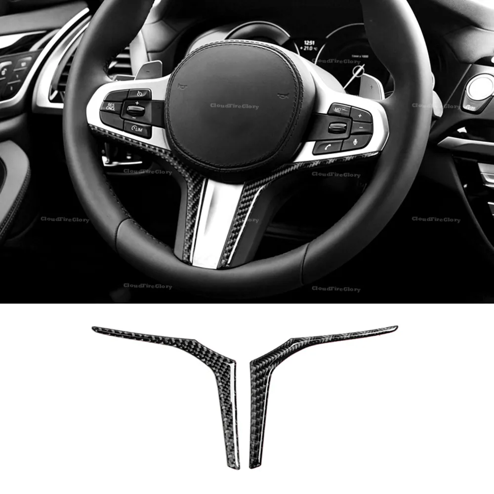 CloudFireGlory Carbon Fiber Steering Wheel Trim Stickers For BMW X3 G01 X4 G02 5 Series G30 6 Series GT 2018 2019