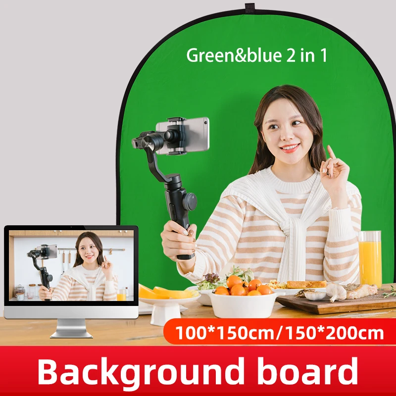 

SOONPHO 2 in 1 100x150cm/150 x 200cm Portable Oval Multi-Disc Blue Green background Reflector Collapsible Studio Photo Diffuser