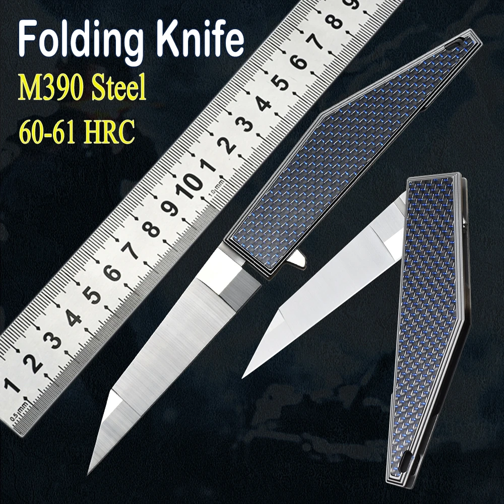 

LUOKESI M390 Steel Folding Knife Pocket Knifes Carbon Fiber Handle Outdoor Camping Life-Saving Fruit Self-Defense Knife EDC Tool