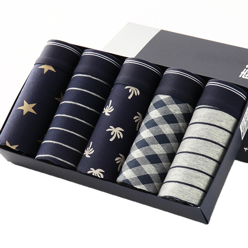 5pcs/lot Sexy Cotton Mens Underpants Brand Print Boxer Shorts Homme Male Comfortable Underwear Men's Boxers Breathable Panties