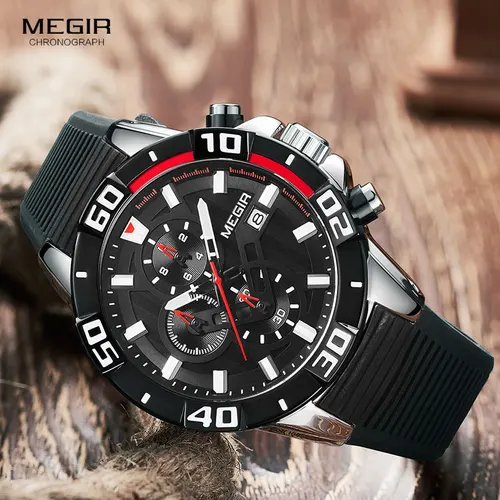 Imagen 1 del producto MEGIR-reloj analógico de cuarzo para hombre, accesorio de pulsera resistente al agua con cronógrafo, complemento Masculino deportivo de marca de lujo con diseño militar, 2121