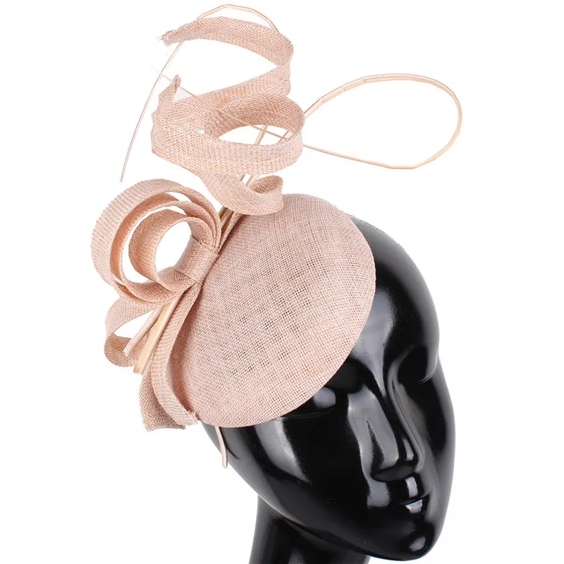 Champagne Fascinator Headband Women Elegant Wedding Party Headwear Fashion Occasion Ladies Hoops Hair Accessories With Hair Pin