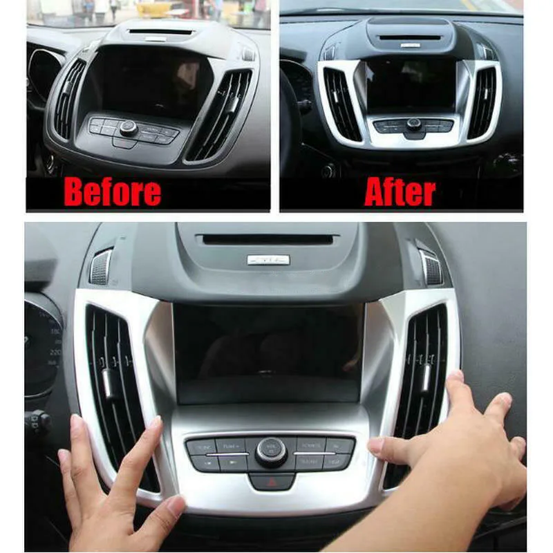 

For Ford Kuga Escape Car Inside Interior center control Console Cover Trim Air Condition Vent Cover 2017 2018 ABS Chrome