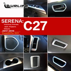 For Nissan Serena C27 2016 2017 2018 2019 Speaker Cup Bottle Frame Sticker Armrest Air outlet handle Interior Cover Accessories