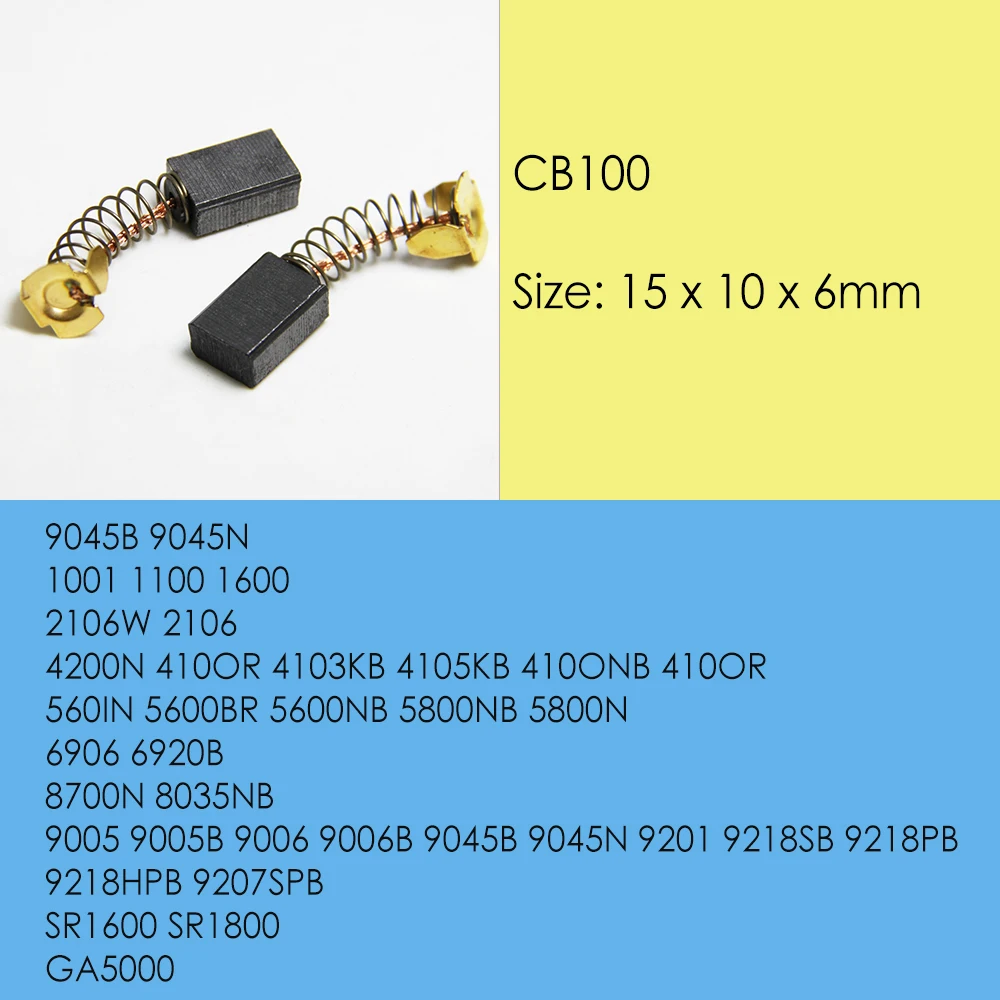 5 Pairs Carbon Brushes CB100 CB103 6 x 10 x 15mm for Makita Power Tools 1001 2106 4200N 5800N 9405N Electric Motors Spare Parts