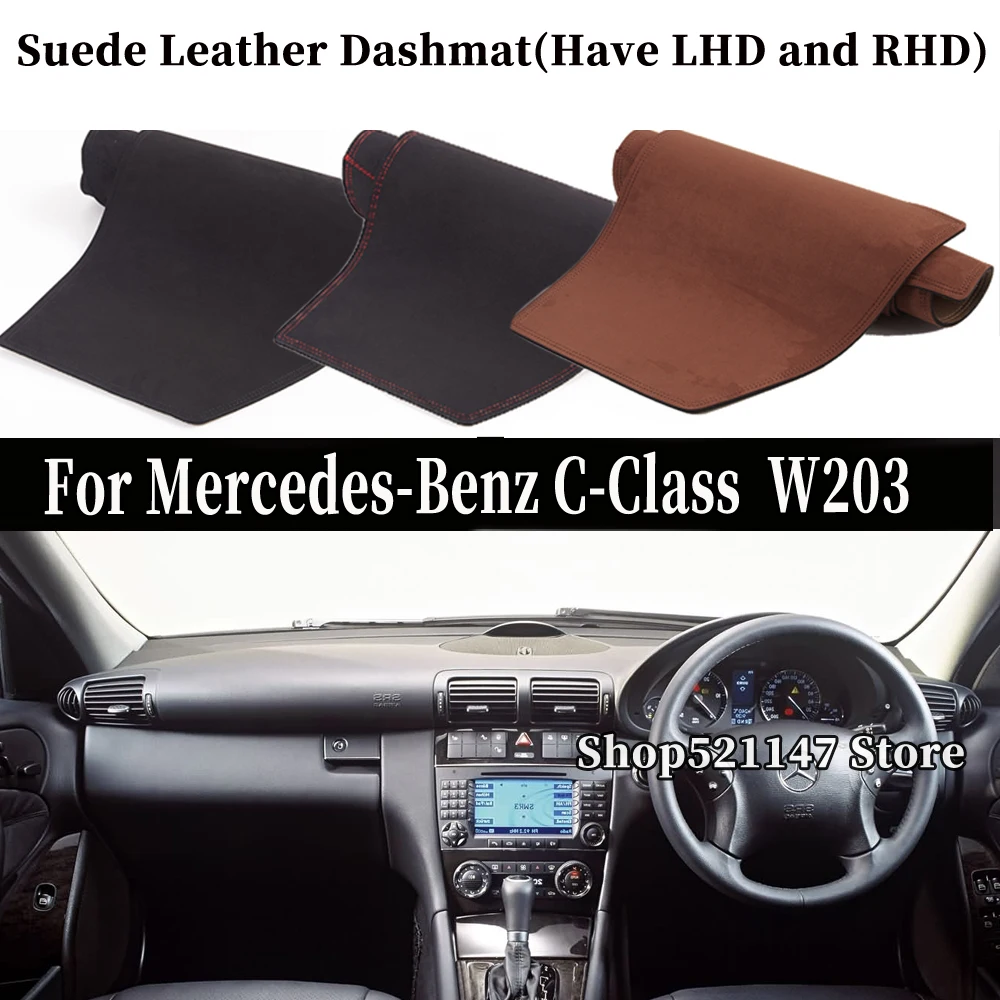 Accessories Suede Leather Dashmat Dashboard Cover Dash Mat Carpet For Mercedes Benz C Class W203 S203 c200 c230 c320 c300 AMG