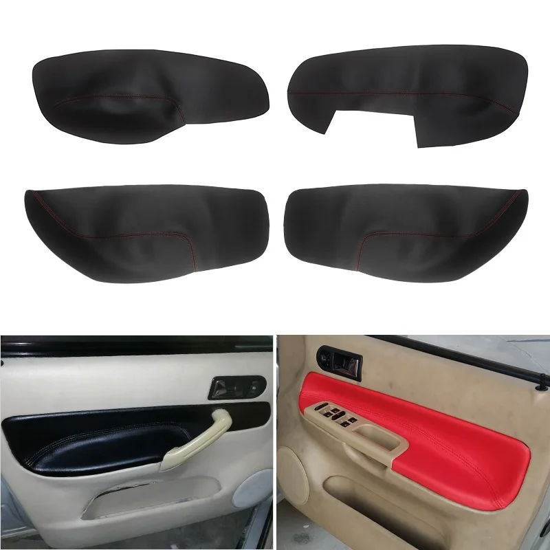 4pcs LHD / RHD Microfiber Leather Car Styling Door Handle Armrest Panel Cover Trim For VW Golf 4 MK4 Jetta Bora 2002 - 2006