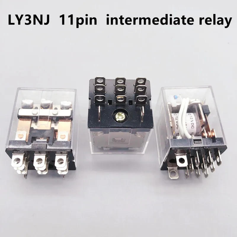 1pcs small coil general electromagnetic intermediate relay 10A 250V 3NO-3NC HH63P LY3NJ 11pin switch DC 12/24V AC 220V relay12v