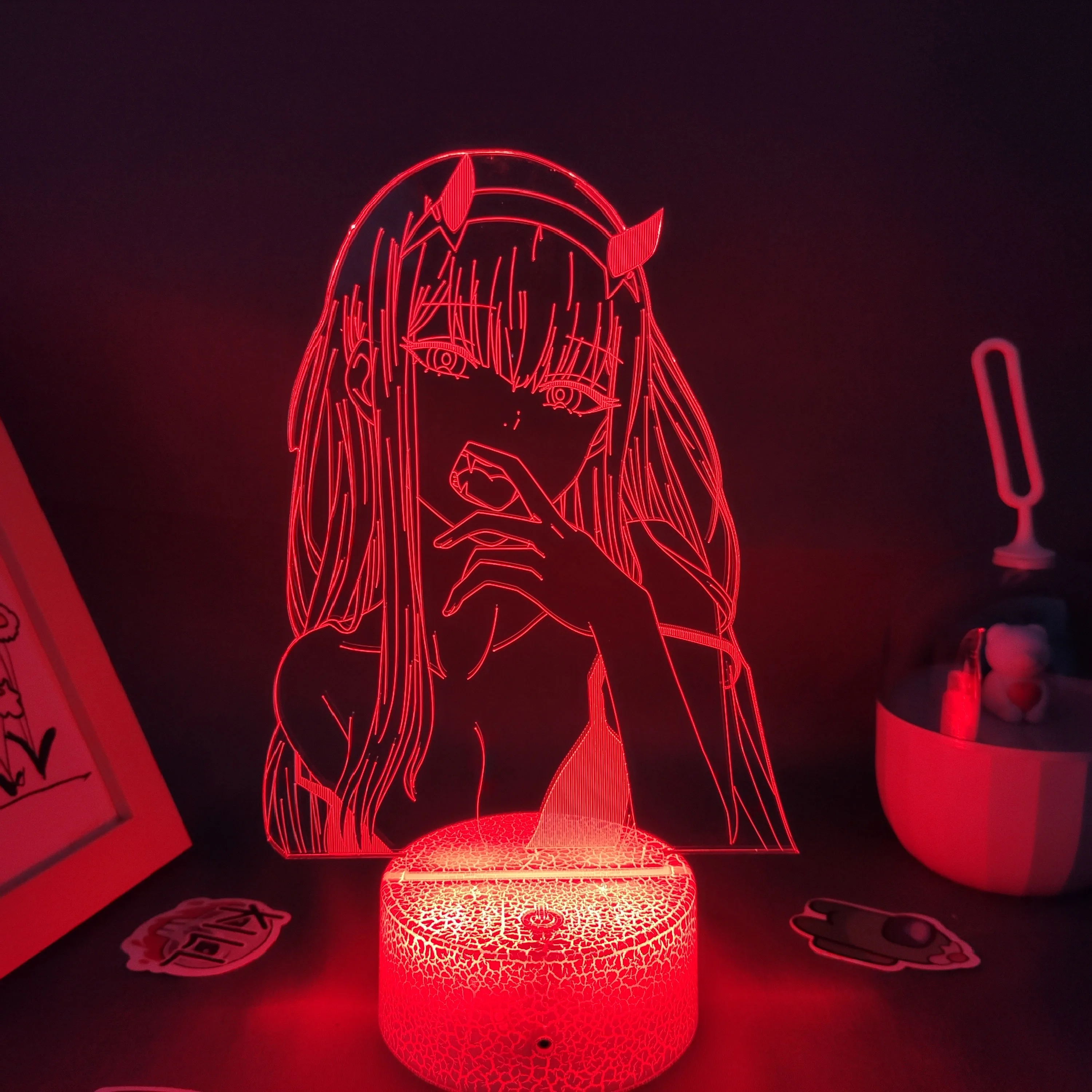 Anime Zero Two Figure 3D LED Neon Night Lights Birthday Gift for Friends Otaku Bedroom Table Decor Manga Sexy Girl 02 Lava Lamps