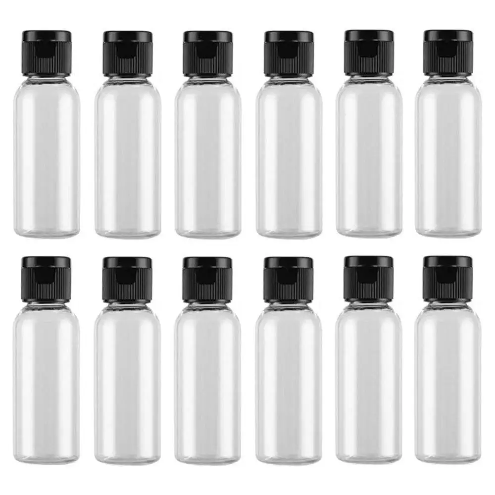 Free Shipping 12pcs 20ml/0.67oz Empty Refillable Clear Plastic Flip Top Cap Bottles Vial Cosmetic Container Jar Pot Travel