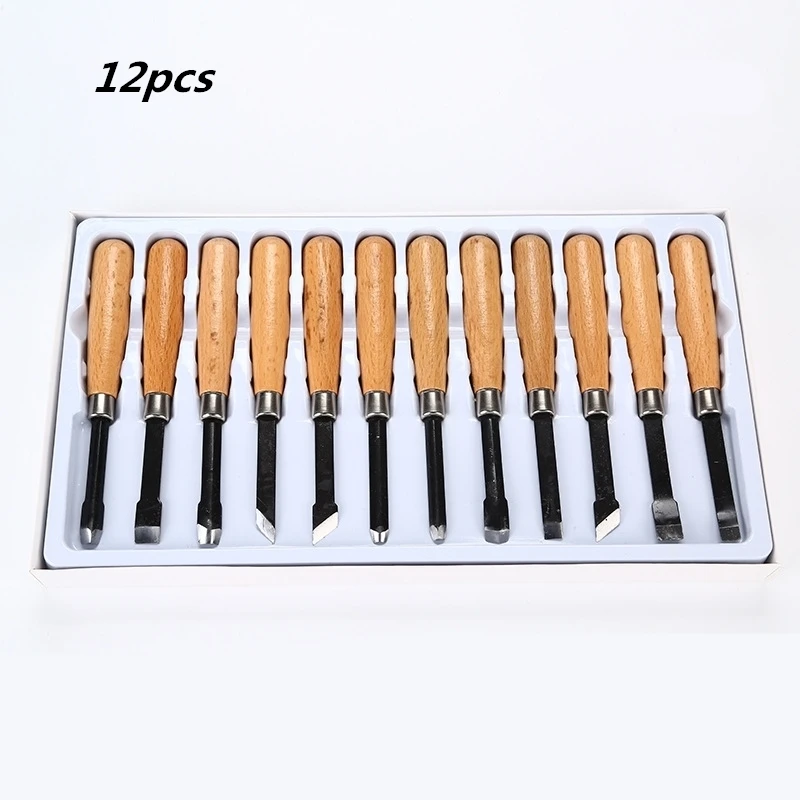 

12Pcs/set Dry hand Wood Carving Tools Chip Detail Chisel set Knives tool