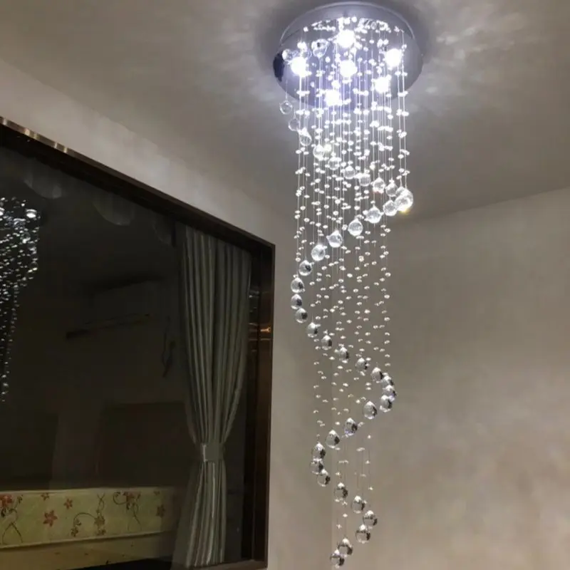 

Modern K9 Large LED Spiral Living Room Crystal Chandeliers Lighting Fixture for Staircase Stair Lamp Showcase Bedroom Hotel Hall