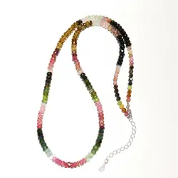 Lii Ji 4-5mm Tourmaline Necklace 45+4cm 925 Sterling Silver Bright Quality Women Jewelry Birthday Gift