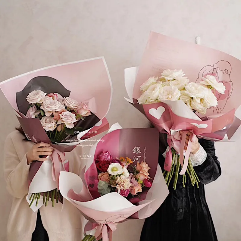 

10pcs/lot Valentine's Day Flower Wrapping Paper Lover Rose Wedding Christmas Decoration Paper Bouquet Packaging Material