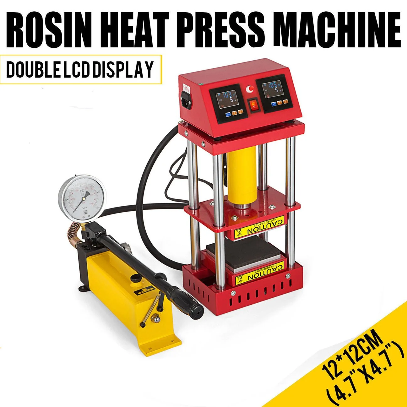 

15 Ton Hydraulic Rosin Press Machine AR1701 800W Dual Heating 4.7x4.7 Inch Press Plates Professional Oil Wax Extracting Tool