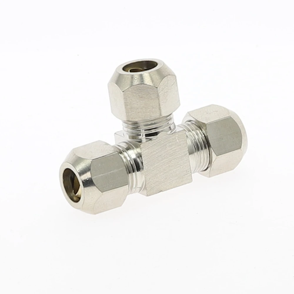 Pneumatic fittings Brass T Type 4 6 8 10 12mm OD Tube Compression Ferrule Tube Compression Fitting Connector PE