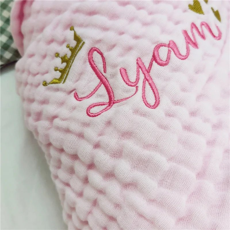 Bamboo Cotton Name Personalized Muslin Baby Blanket Newborn Infant Bed Crib Stroller Swaddle Wrap Blanket Funny Birthday Gift