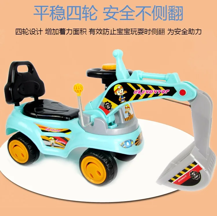 LazyChild 2021 Children Excavator Can Sit To Ride Roller Coasters Large Music Toy Truck Excavator Undertakes Toys