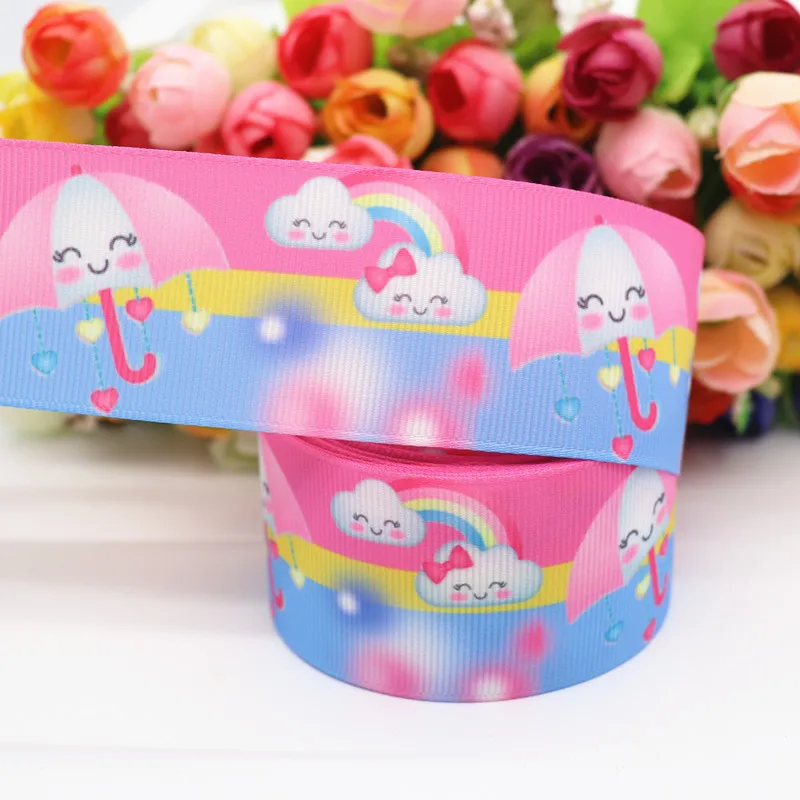 10 Yards 1,5'' (38MM) Regenbogen-, Wolken-Bedruckte Grosgrain-Bänder für Haarschleifen DIY Handarbeitsmaterialien Y19082301 – Detail 2