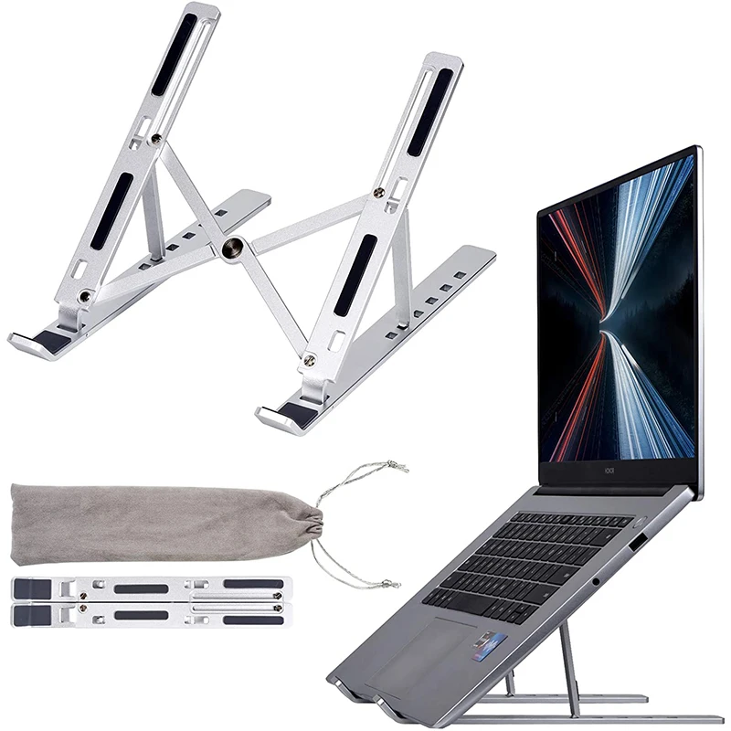 Laptop Stand for Desk, Arae Adjustable Ergonomic Portable Aluminum Laptop Holder, Foldable Computer Stand 6 Angles Anti-Slip