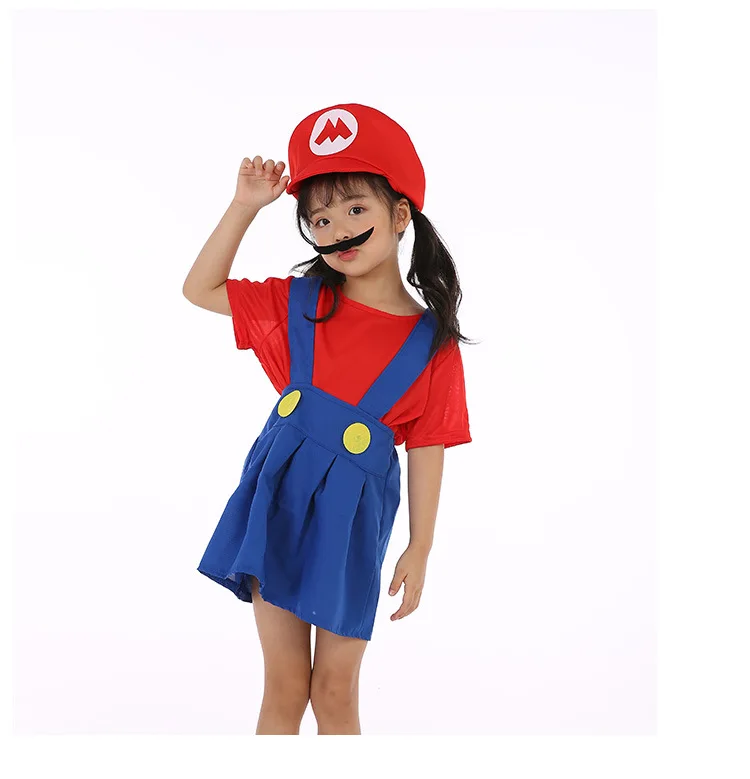 Traje de festa de halloween para crianças, adultos, crianças, super bros, cosplay, dança, conjunto para crianças, presente de ano novo