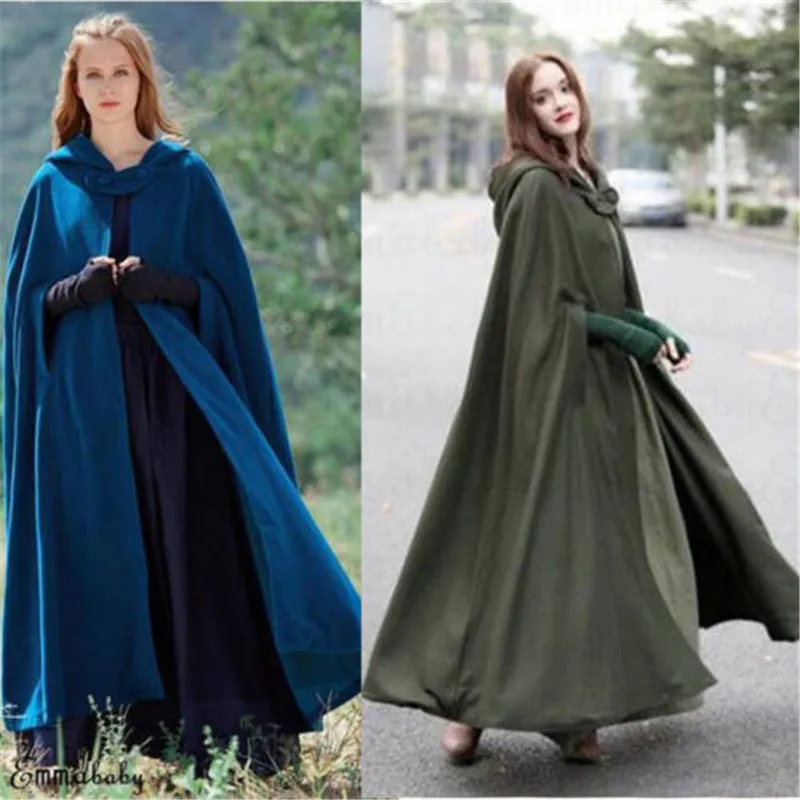 Fashion Womens Winter Cardigan Warm Shawl Blazer Coat Wool Hooded Wool Poncho Long Vintage Jacket Cloak Cape Parka Outwear