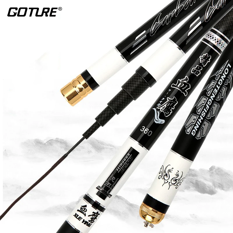 

Goture Super Hard 6H 1/9 Power Carp Feeder Fishing Rod Carbon Fiber Telescopic Stream Rods Hand Pole For Freshwater 2.7-6.3m