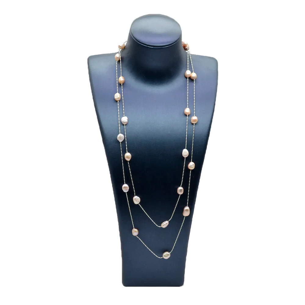 Baroque Long Necklace Natural Freshwater Pearl Multicolor Irregular Shape Long Dress Accessories Ladies Long Pearl Necklace