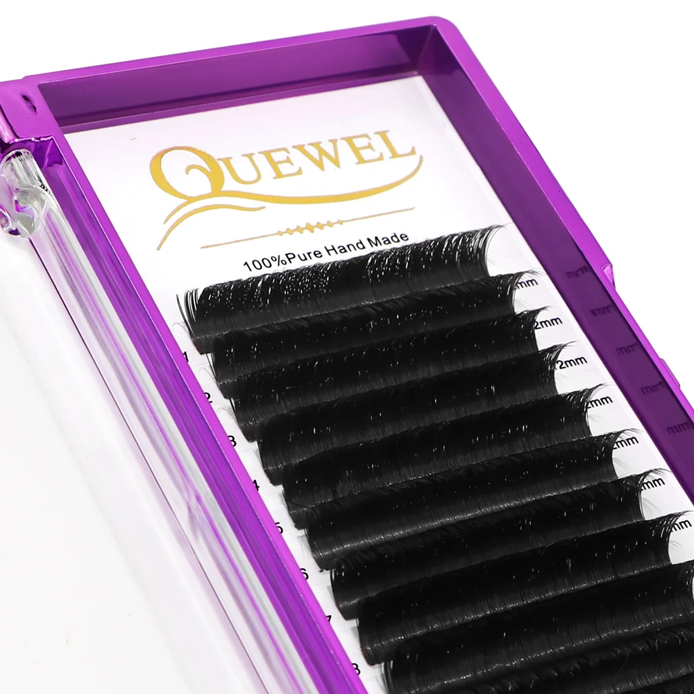 Quewel V Shape Flat Eyelashes Extensions YY Lashes Auto-Fans 2D Double Tip Eyelash Soft Ellipse Flat Volume Lash Faux Mink