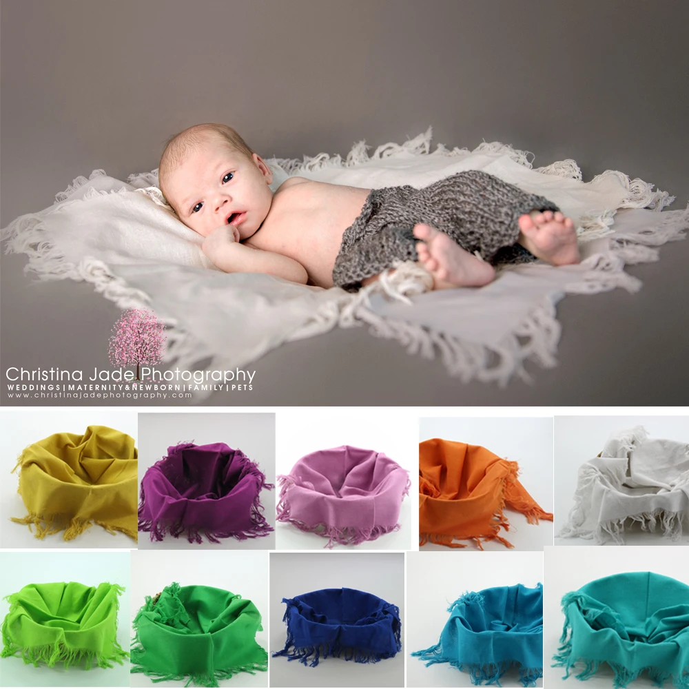 3PCS/Set 75*50cm Linen Layer Basket Filler Photography Prop Baby Blankets Infant Wrap for Newborn Photo Shoot Accessories