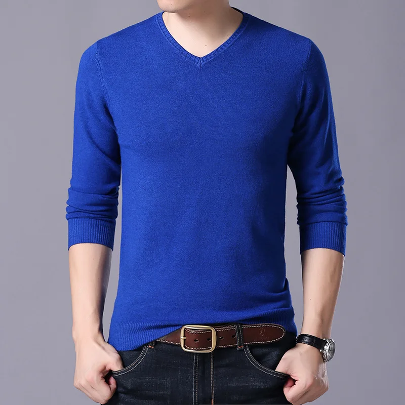 

Pullover V-Neck Sweater Men 2024 Autumn Winter Cotton Blend Warm Jumper Clothes Pull Homme Hiver Man Hombres Y682