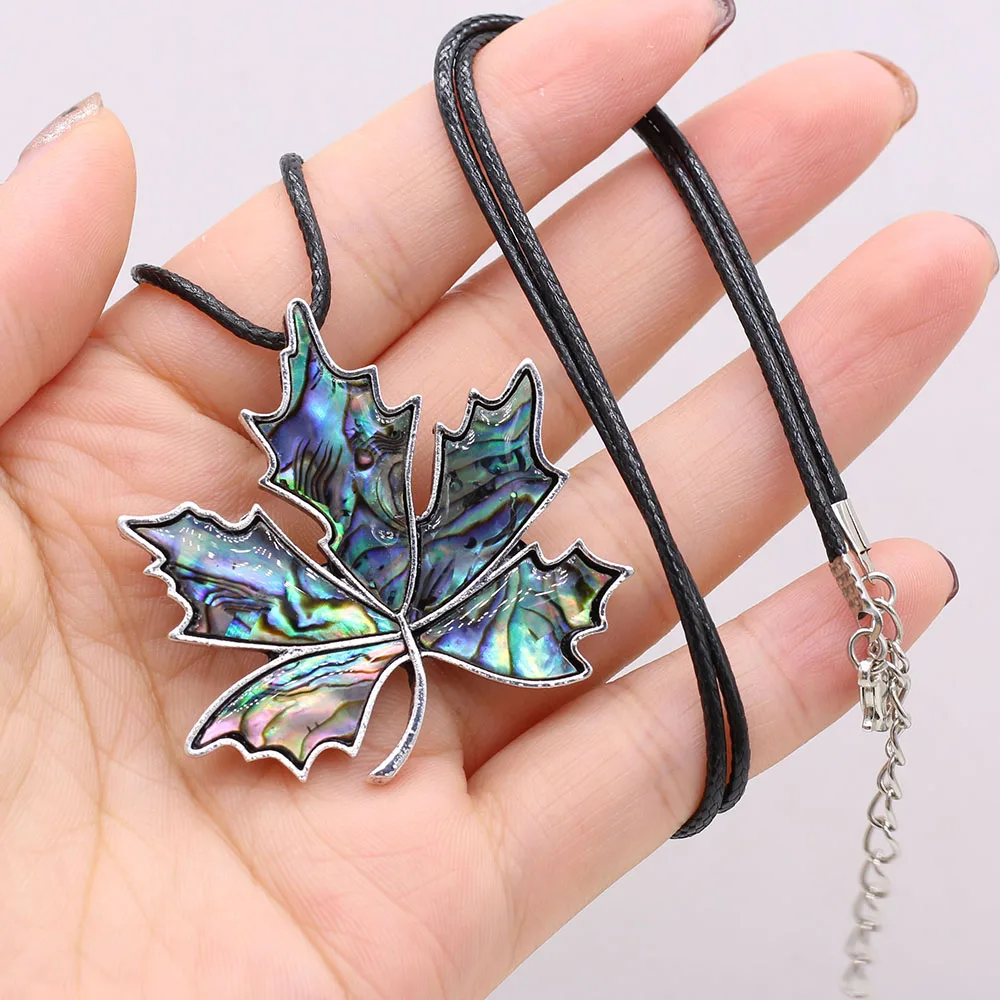 Natural Abalone Shell Necklace Maple Leaf Shape Brooch 45x45mm for DIY Jewelry Making Necklace Bracelet Home Decoration Gift