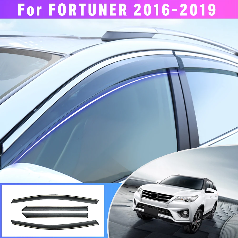 Car Sunny Visor For TOYOTA Fortuner 2016 2017 2018 Smoke Car Window Visor Car Sun Rain Guard Wind Deflectors Accessories 4Pcs