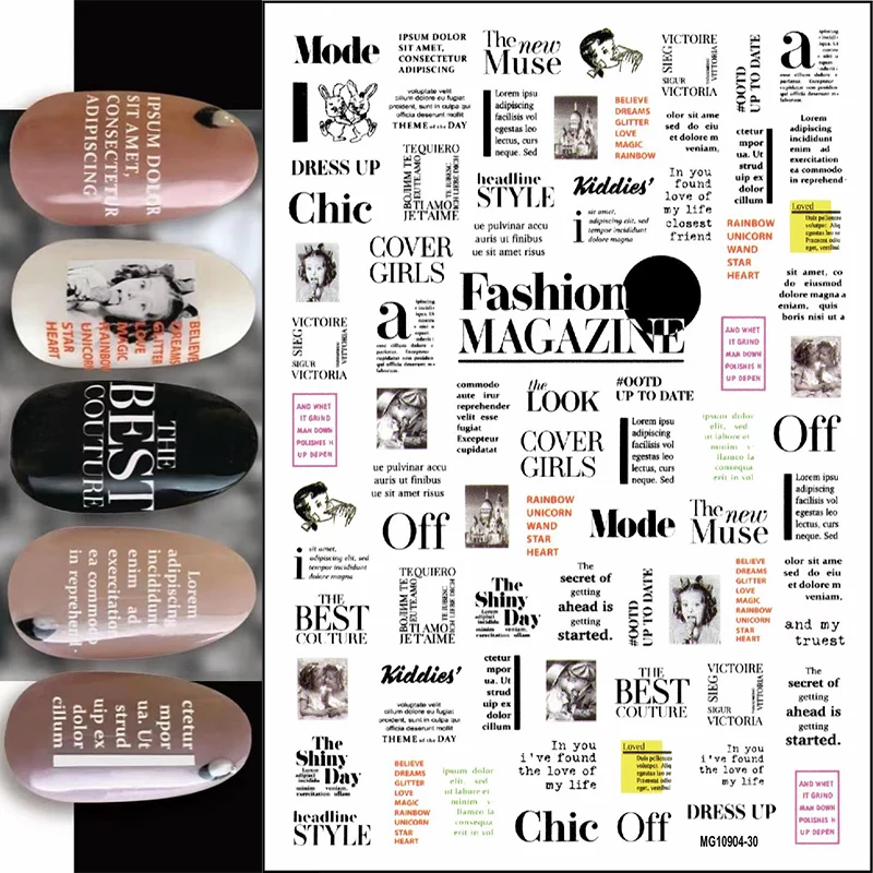 New Super Thin Self-Adhesive Black Words Romantic Paris Designs Transfer Sliders Wraps Manicures Foils DIY Decorations Z0588