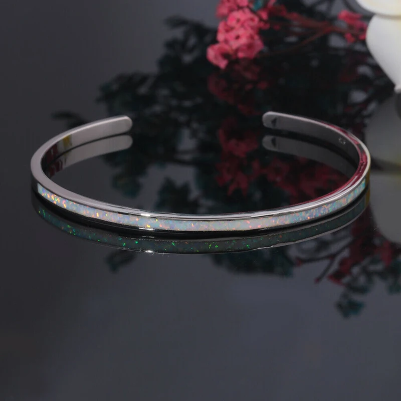 CiNily Classic Silver Plated Jewelry Bangles Pink Opal Rose Yellow Gold Color Women Jewelrys Adjustable Cuff Bangles OS694-98