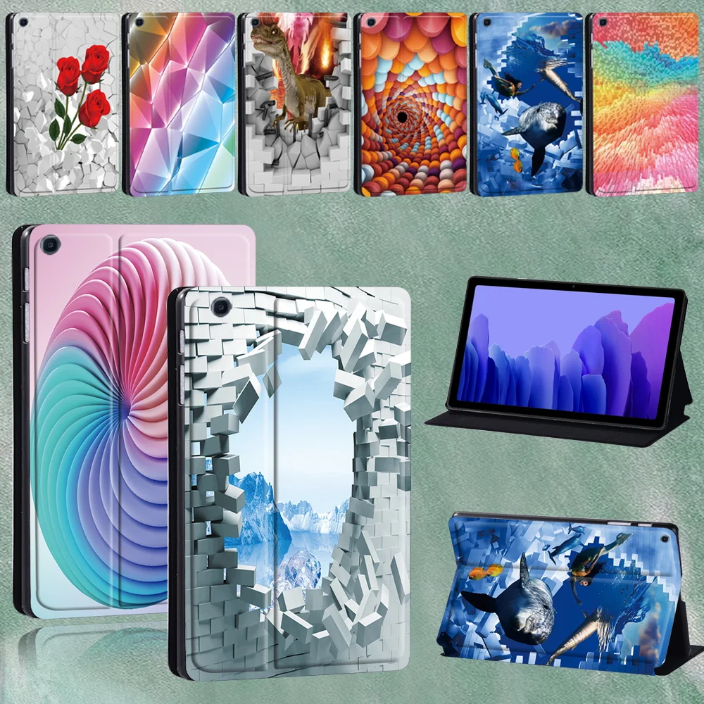 For Samsung Galaxy Tab A7 10.4 SM-T500/T505 3D Series Printing Pattern for Galaxy Tab A7 10.4 Inch 2020 Tablet Cover Case + Pen