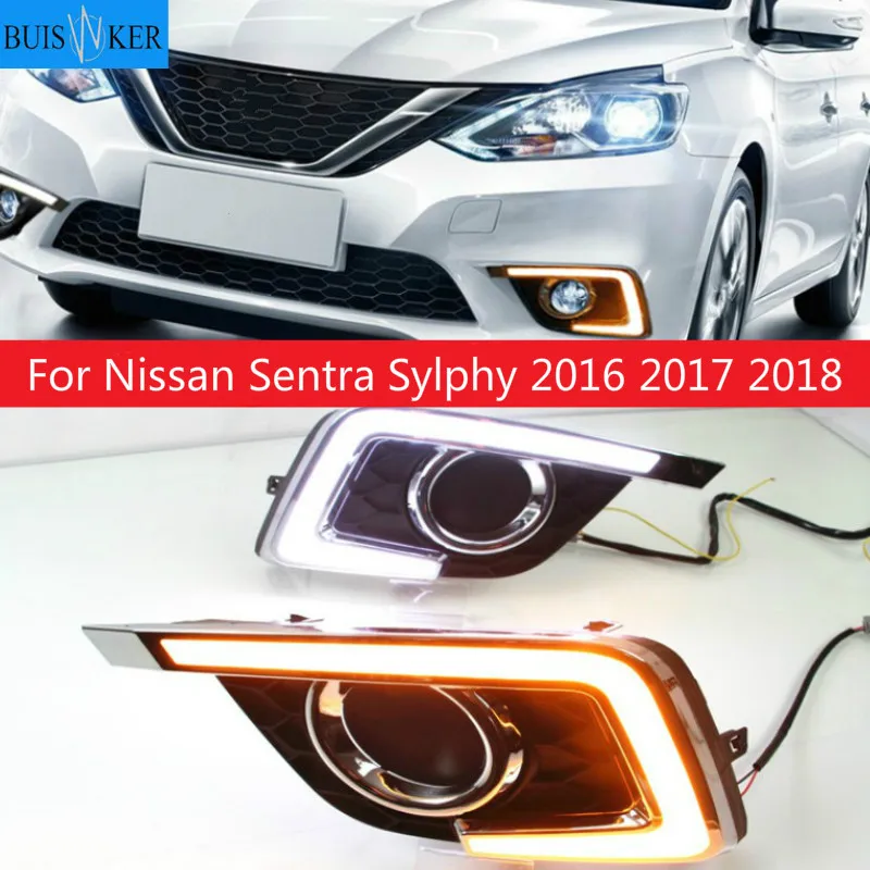 

2pcs LED Daytime Running Lights DRL fog lights For Nissan Sentra Sylphy 2016 2017 2018 headlight headlights