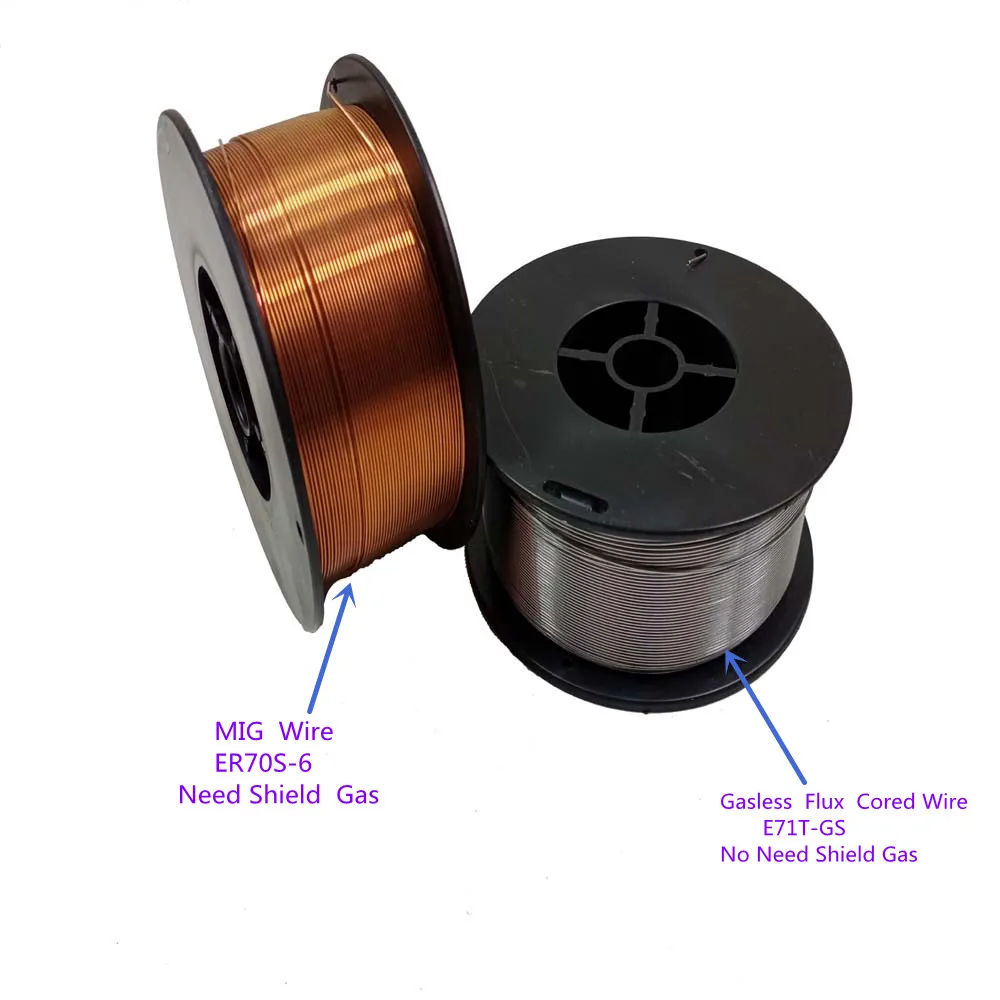 MIG Welding Wire ER70S-6 Gasless Flux Cored Wire E71T-GS 1kg 0.6/0.8/1.0mm Gas Shield or No Gas Carbon Steel Welding Material