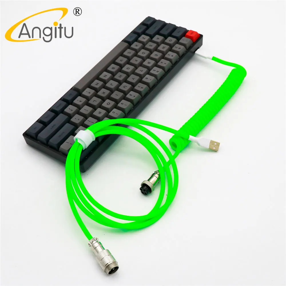 Angitu Handmake Reversed Coiled USB C Cable For Mechanical Keyboard Aviator Keyboard Cable Data Transfer