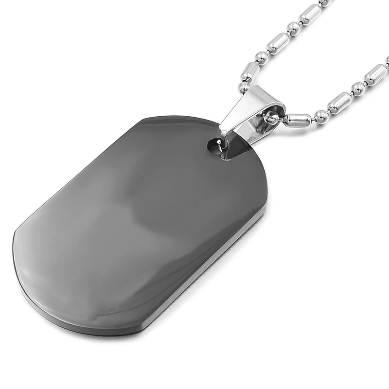 blank black dog tag pendant & necklace stainless steel men jewelry