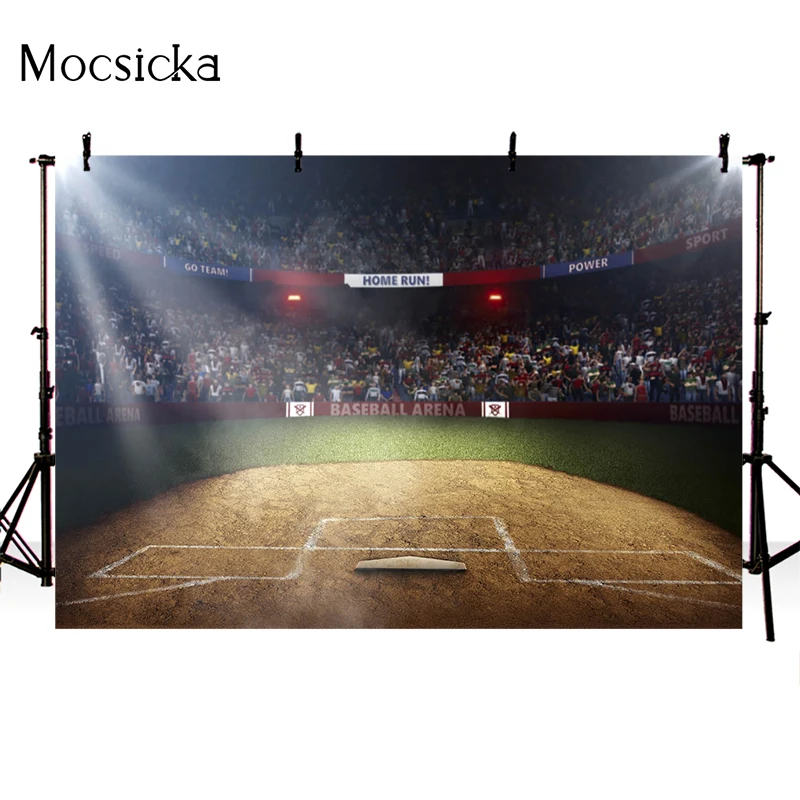 Mocsicka Birthday Party Photography Background Baseball Stadium Decoration Props Child Portrait Photo Backdrop Studio