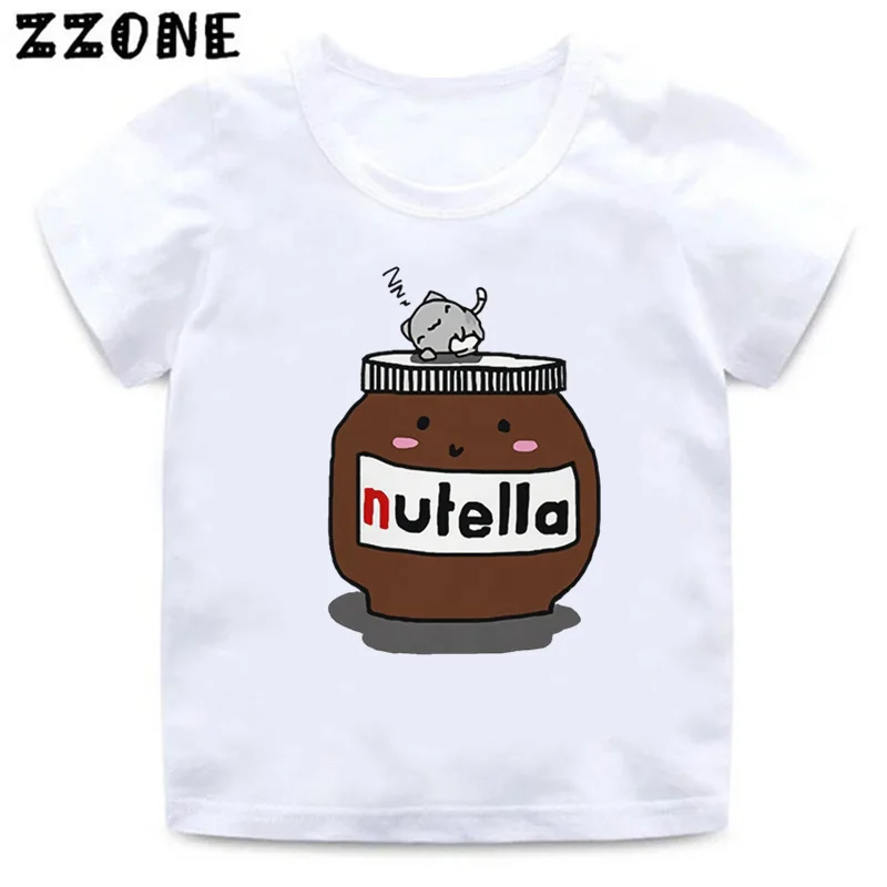 

Футболка Nutella с мультяшным принтом, Забавная детская одежда принцессы, детские летние кавайные топы, Повседневная футболка для маленьких мальчиков и девочек, HKP5357