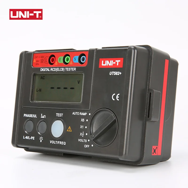 Imagem -04 - Uni-t-digital Leakage Circuit Breaker Meter Auto Ramp Tester Medidor com Mis-operação Buzzer Ut582 Rcd Elcb