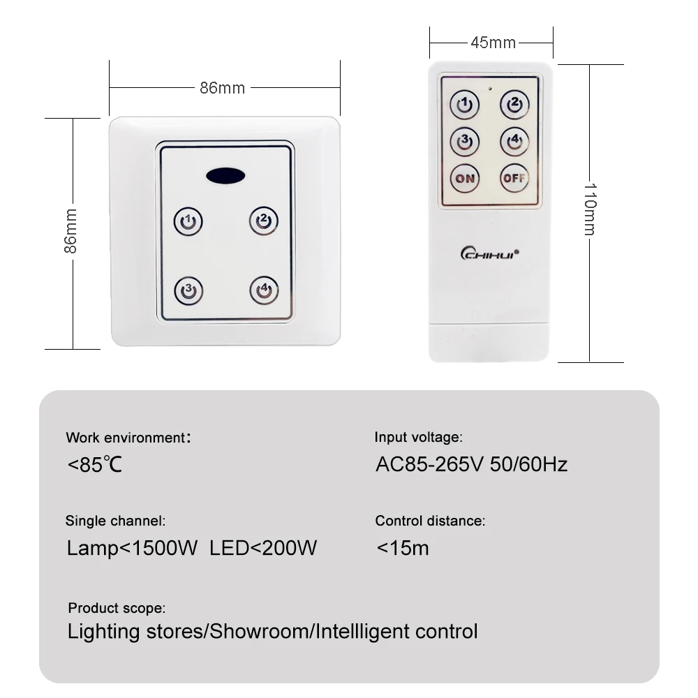 AC85-265V infrared Remote Control Switch 86 Type Showroom Switch lntelligent Control For Lighting Stores