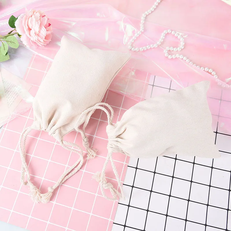 10pcs Cotton Linen Storage Package Bag Drawstring Bag Travel Women Small Cloth Bag 10*14.5cm